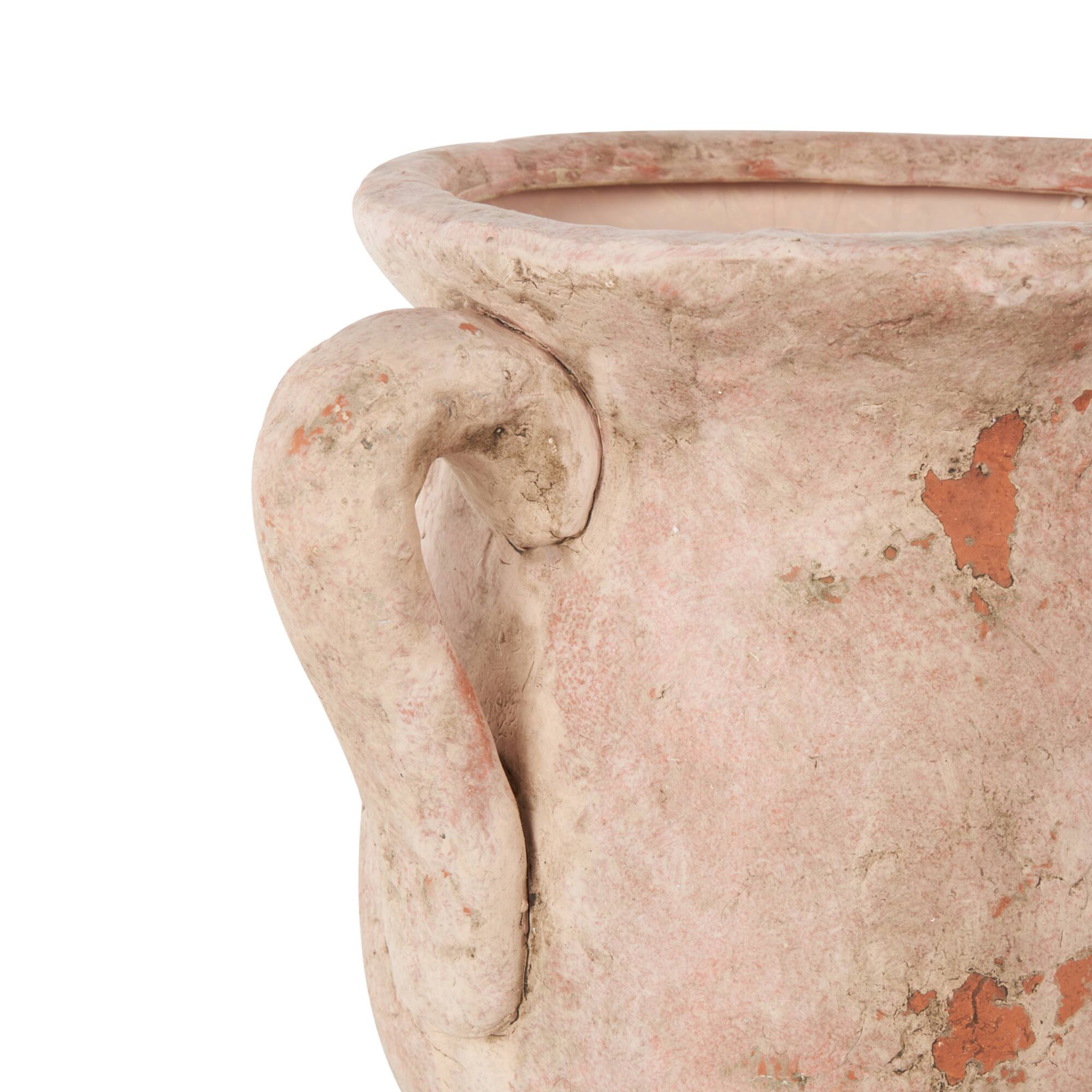 17" Pink Ceramic Antique Style Distressed Decorative Vase